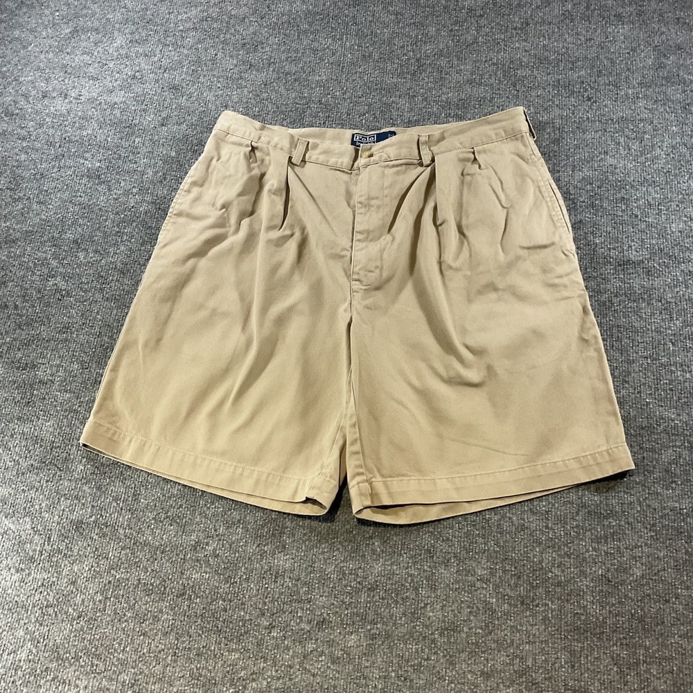 Polo Ralph Lauren Tyler Short Mens 38 Khaki Tan Pleated Cotton Chino Shorts 9in